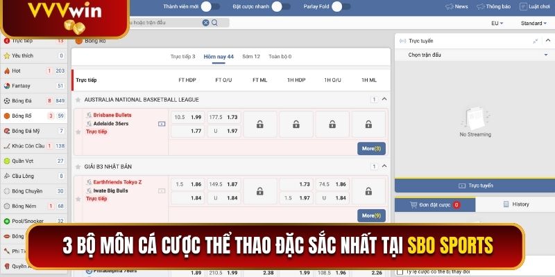 3 bộ môn cá cược thể thao đặc sắc nhất tại SBO Sports