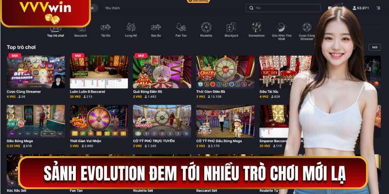 Sảnh Evolution có nhiều trò chơi mới lạ